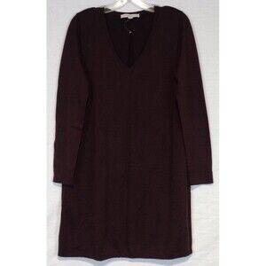 New Without Tags Loft  Medium Burgundy Mixed Media Contrast Sweater Dress